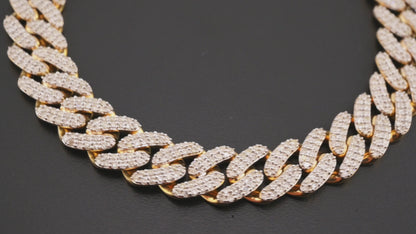 10K Yellow Gold 5.35CT Natural Diamond 10MM Cuban Bracelet 8"