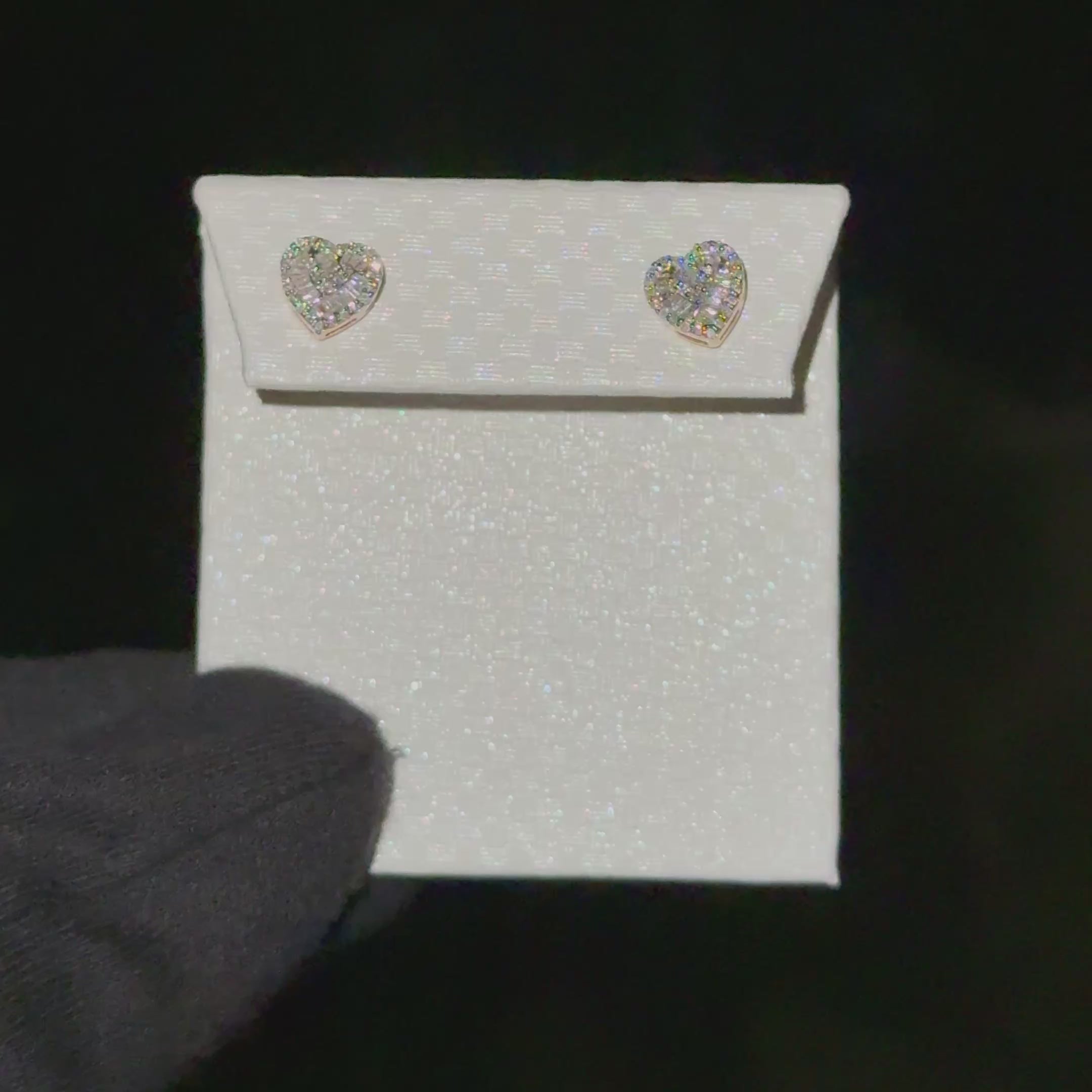 10K Rose Gold Heart 1/4 CT Diamond Stud Earrings
