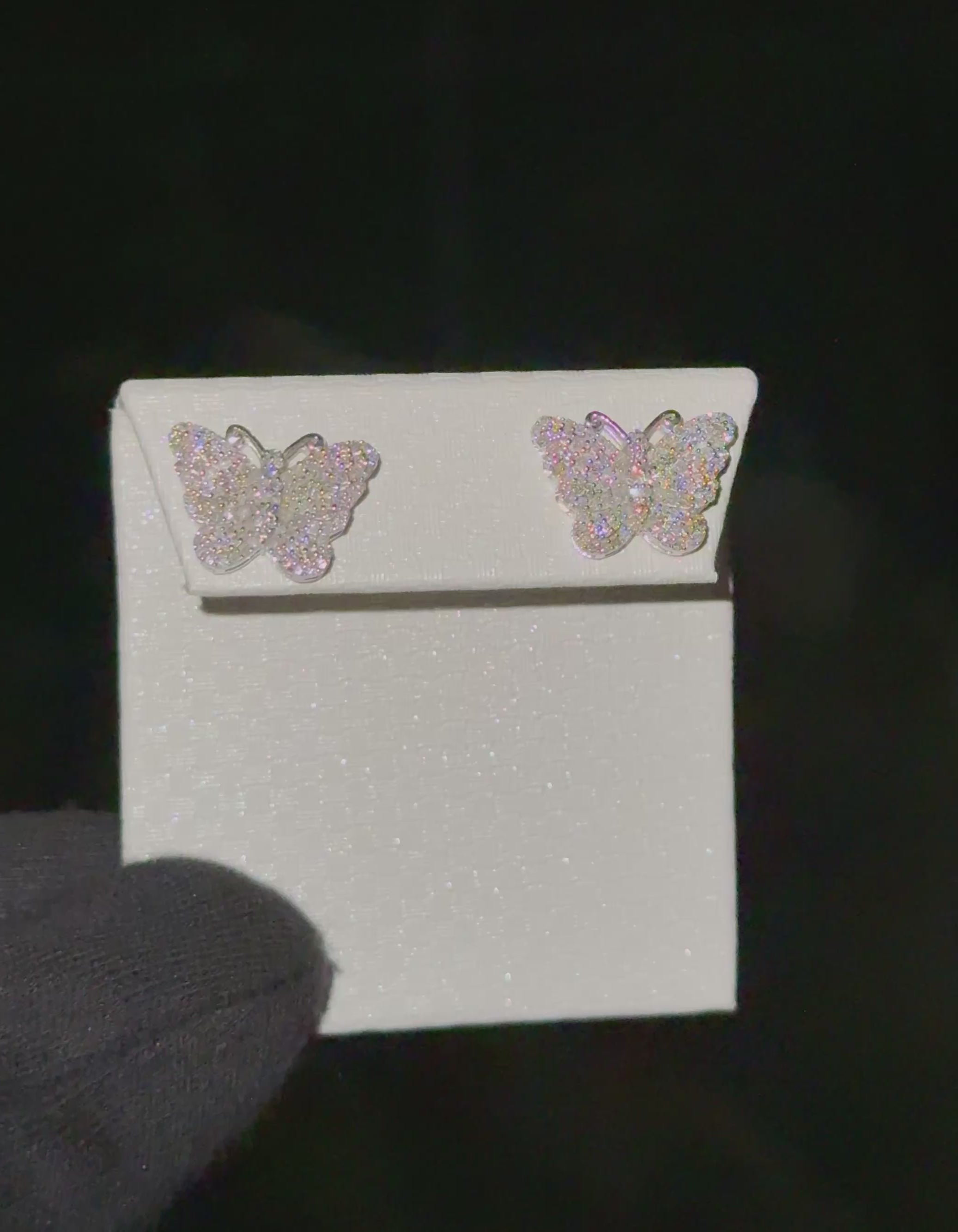 10k White Gold Butterfly 5/8 CT Diamond Stud Earrings