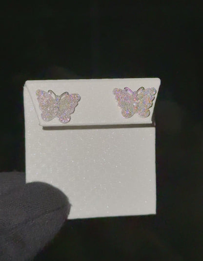 10k White Gold Butterfly 5/8 CT Diamond Stud Earrings