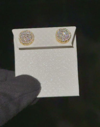10k Yellow Gold 1.29CTW Diamond Cluster Stud Earrings