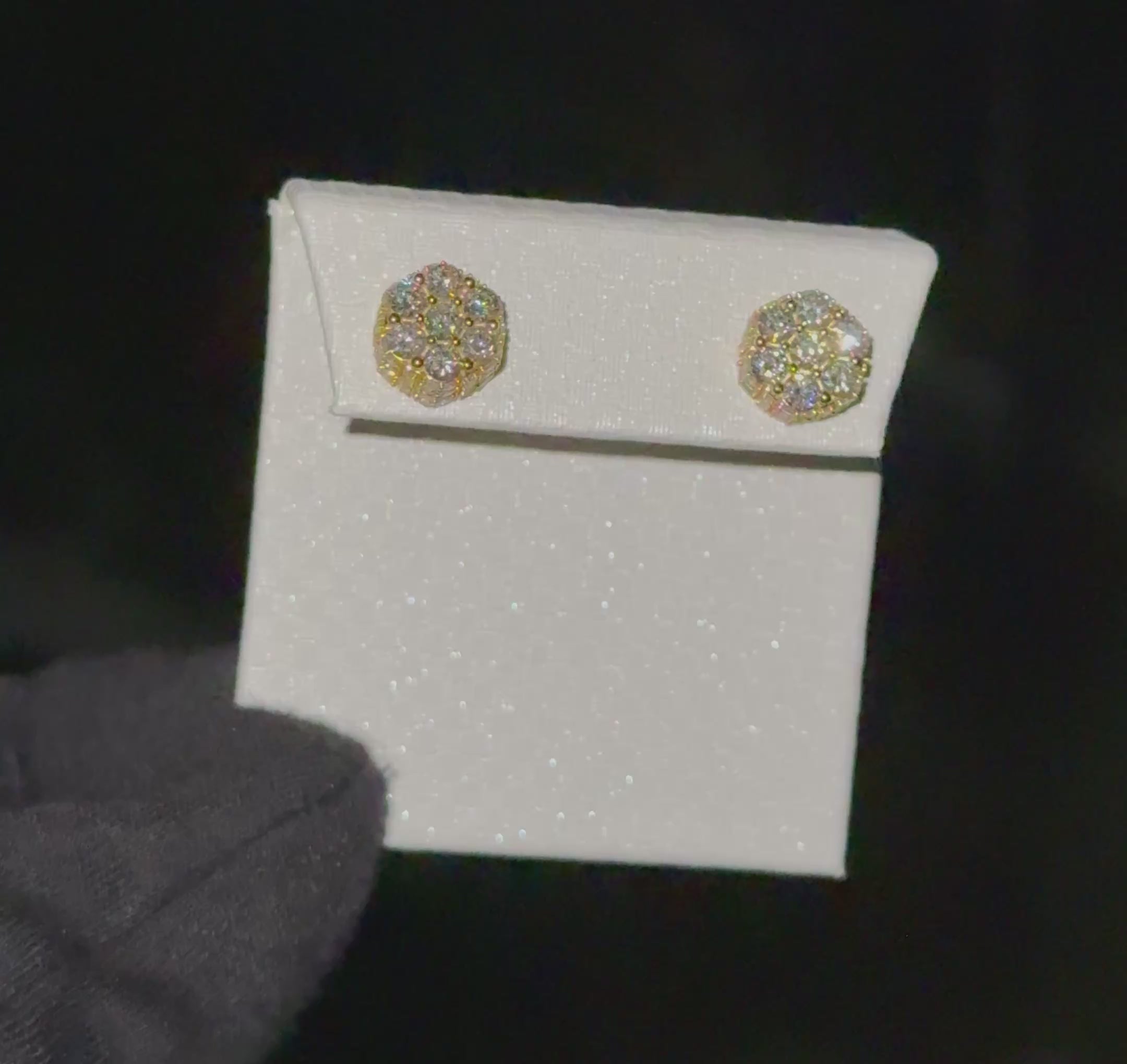 10K Yellow Gold 1.75 CT Designer Diamond Cluster Stud Earrings