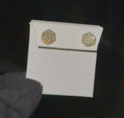 10K Yellow Gold 1.75 CT Designer Diamond Cluster Stud Earrings