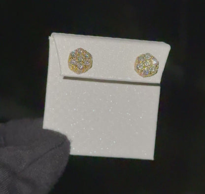 10K Yellow Gold 1.75 CT Designer Diamond Cluster Stud Earrings