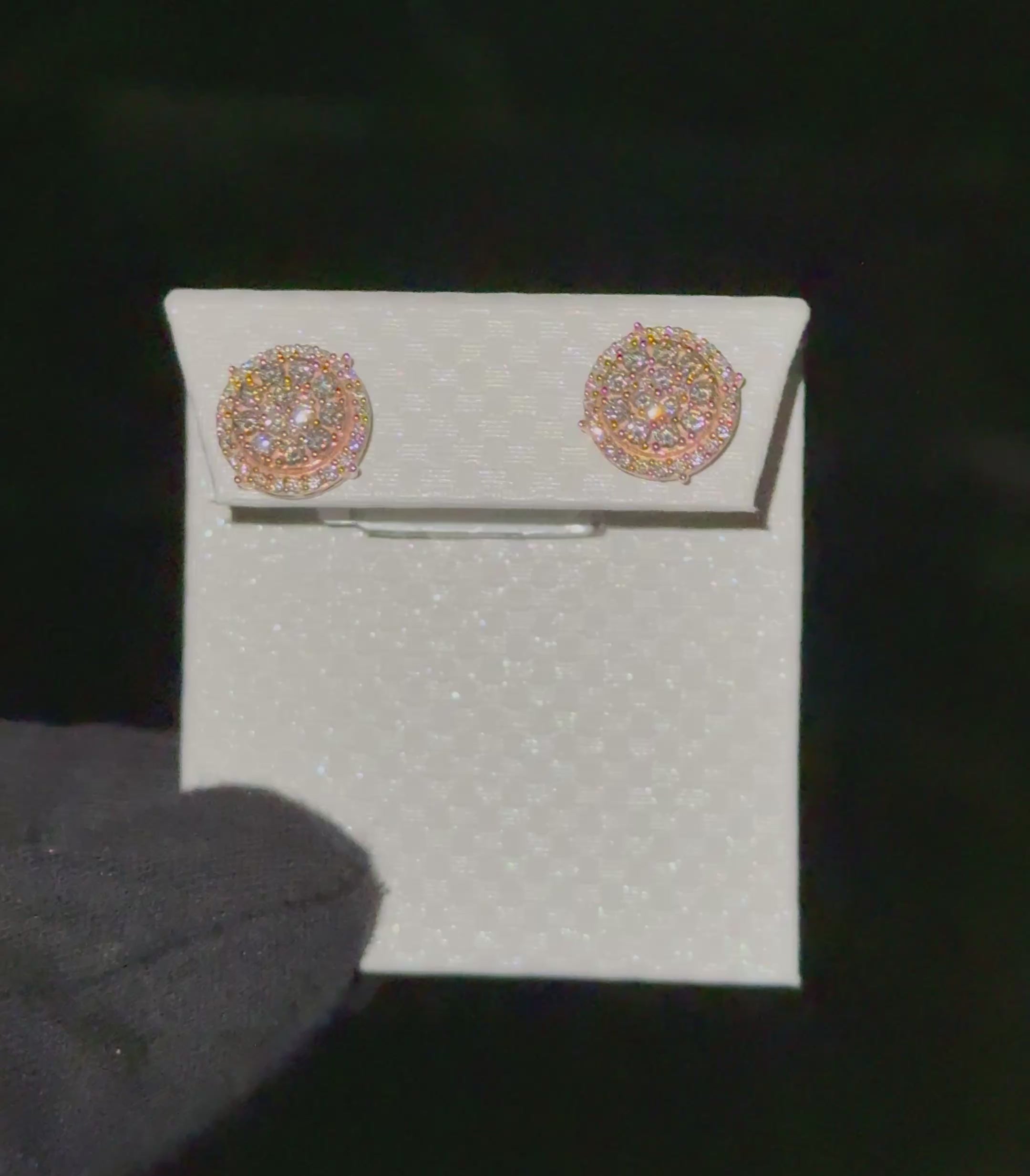 14k Rose Gold 0.99CT Diamond Cluster Stud Earrings