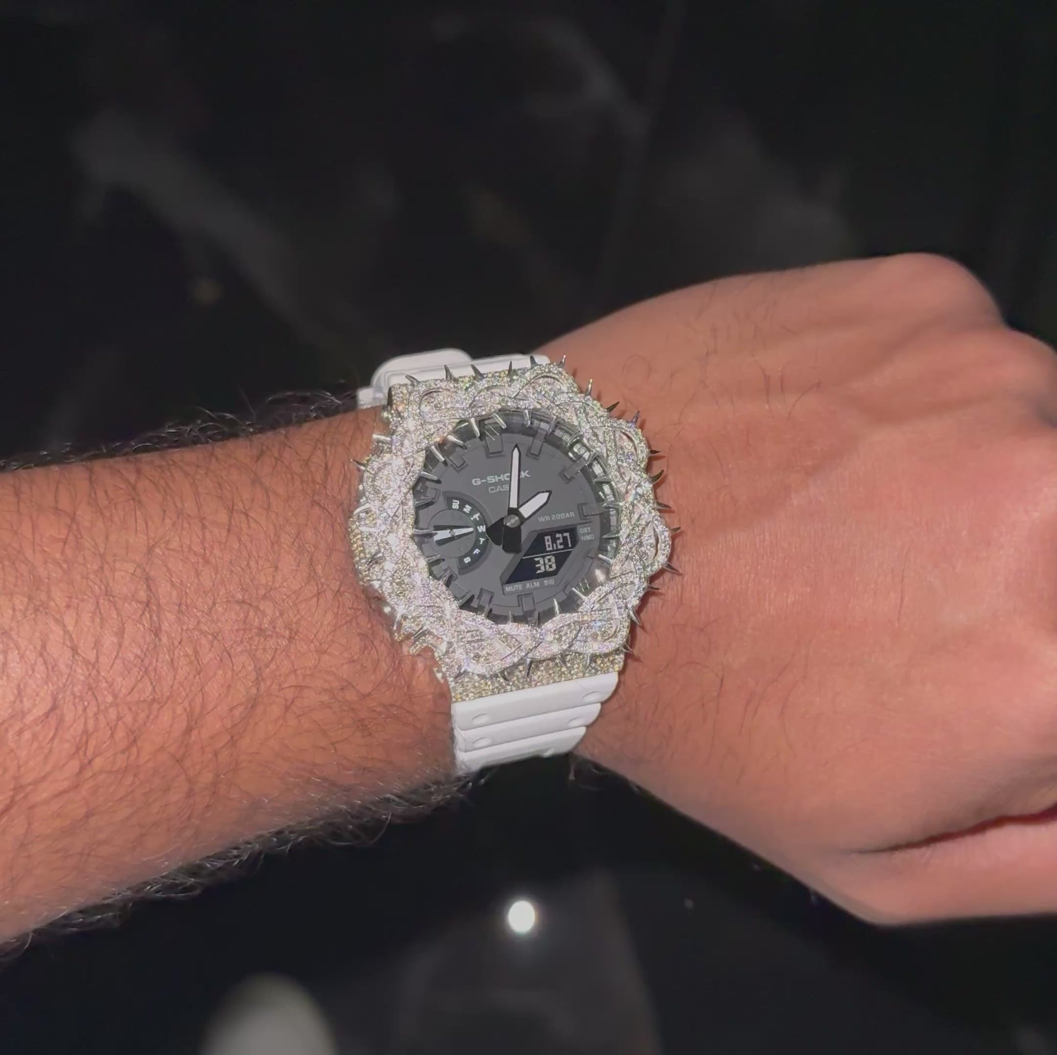 G-Shock GA-2100 Black Dial 7.50 CTW Diamond Thorn Bezel Iced Out Watch