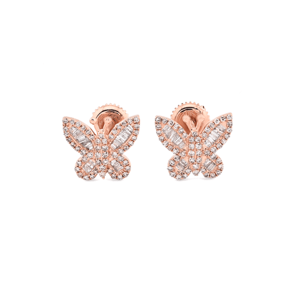 Pure 10k Rose Gold 0.46CTW Natural Diamond Butterfly 2.2g Studs Womens Earring - Elite Jewelers - Earrings