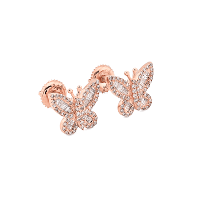 Pure 10k Rose Gold 0.46CTW Natural Diamond Butterfly 2.2g Studs Womens Earring - Elite Jewelers - Earrings