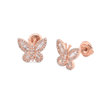 Pure 10k Rose Gold 0.46CTW Natural Diamond Butterfly 2.2g Studs Womens Earring - Elite Jewelers - Earrings