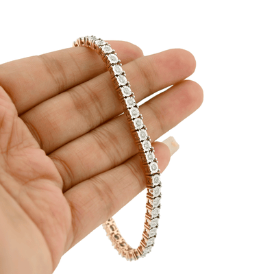 Pure 10k Rose Gold 2.5CTW Natural Diamond 7.5Inch Tennis Bracelet 18g Armlet - Elite Jewelers - Bracelets
