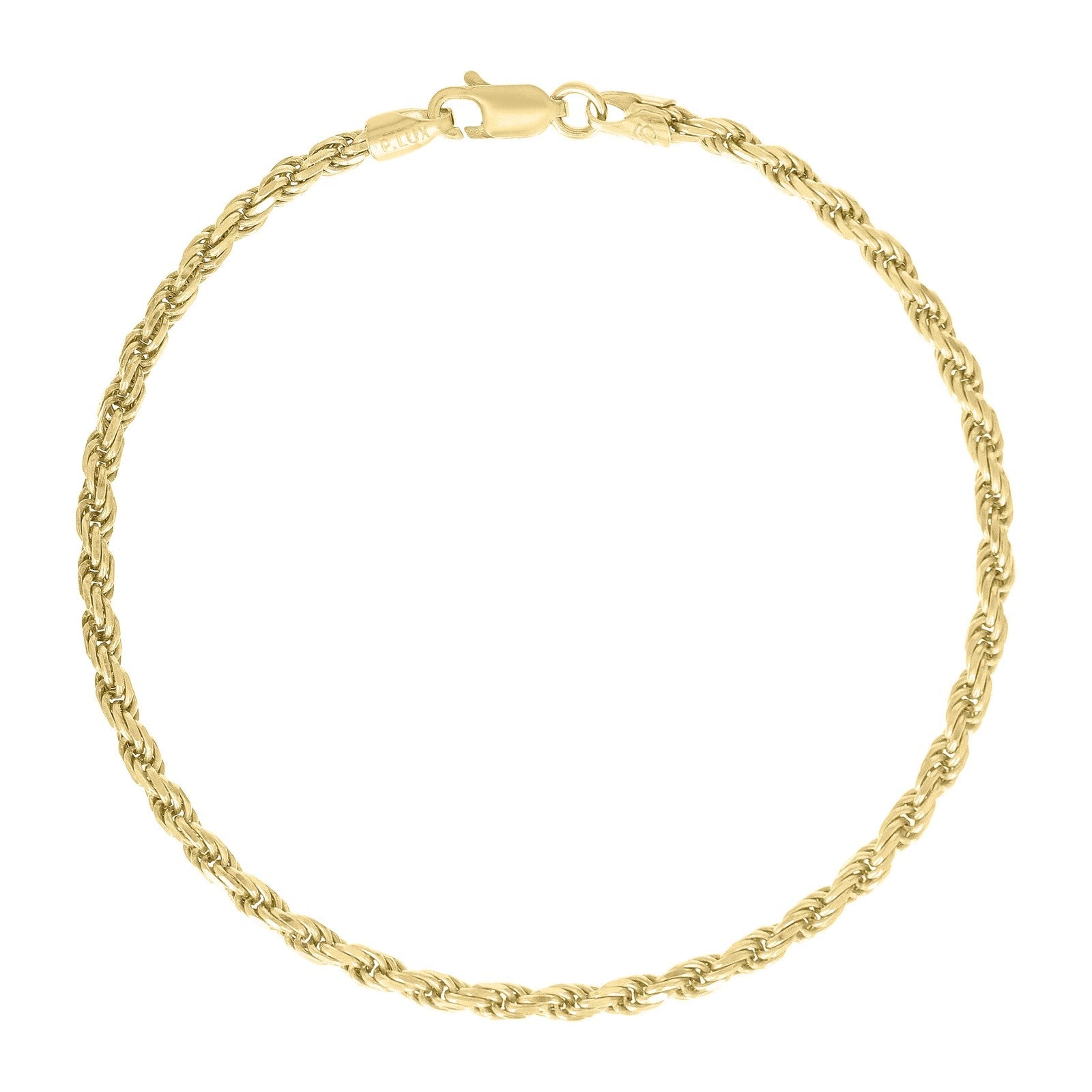 Pure 10k Stamp Yellow Gold 3mm Diamond Cut Rope Bracelet Men Women 8" Anklet - Elite Jewelers - Bracelets