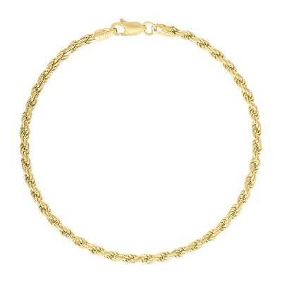 Pure 10k Stamp Yellow Gold 3mm Diamond Cut Rope Bracelet Men Women 8" Anklet - Elite Jewelers - Bracelets