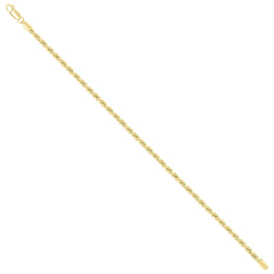 Pure 10k Stamp Yellow Gold 3mm Diamond Cut Rope Bracelet Men Women 8" Anklet - Elite Jewelers - Bracelets