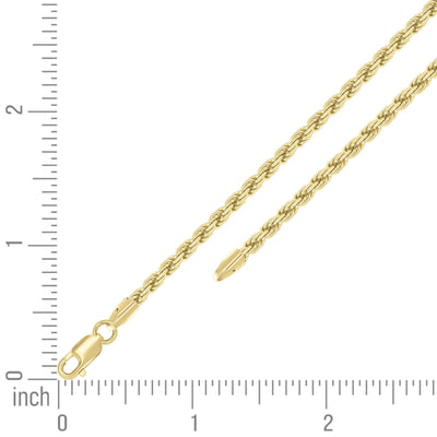 Pure 10k Stamp Yellow Gold 3mm Diamond Cut Rope Bracelet Men Women 8" Anklet - Elite Jewelers - Bracelets