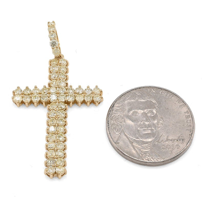 Pure 10k Yellow Gold 1.2CTW Natural Diamond Cluster Cross Pendant 2.2gms Charm - Elite Jewelers - Charms & Pendants