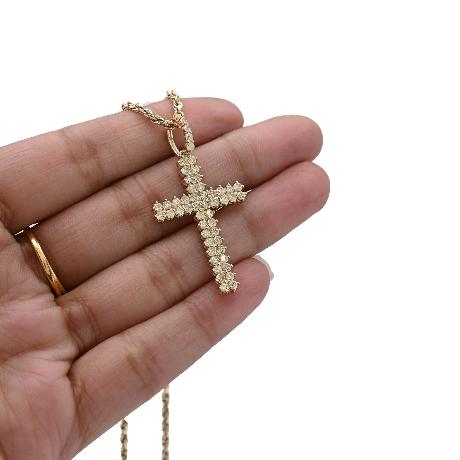 Pure 10k Yellow Gold 1.2CTW Natural Diamond Cluster Cross Pendant 2.2gms Charm - Elite Jewelers - Charms & Pendants