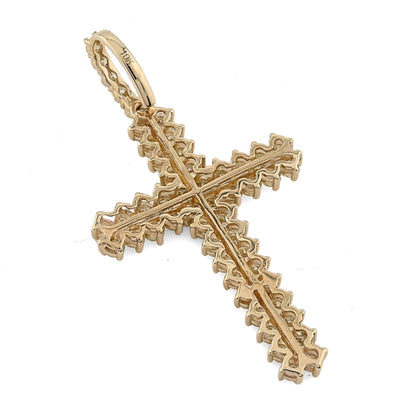Pure 10k Yellow Gold 1.2CTW Natural Diamond Cluster Cross Pendant 2.2gms Charm - Elite Jewelers - Charms & Pendants