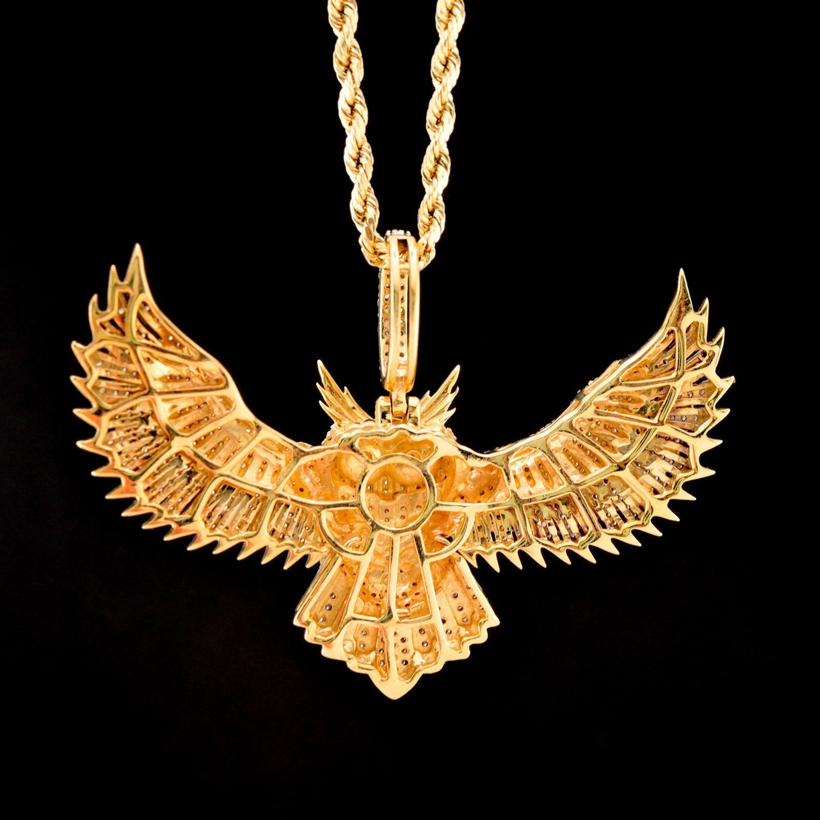 Pure 10k Yellow Gold 2.5CTW Natural Diamond Flying Bird Owl Pendant 12.3gm Charm - Elite Jewelers - Charms & Pendants