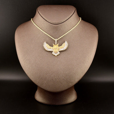 Pure 10k Yellow Gold 2.5CTW Natural Diamond Flying Bird Owl Pendant 12.3gm Charm - Elite Jewelers - Charms & Pendants