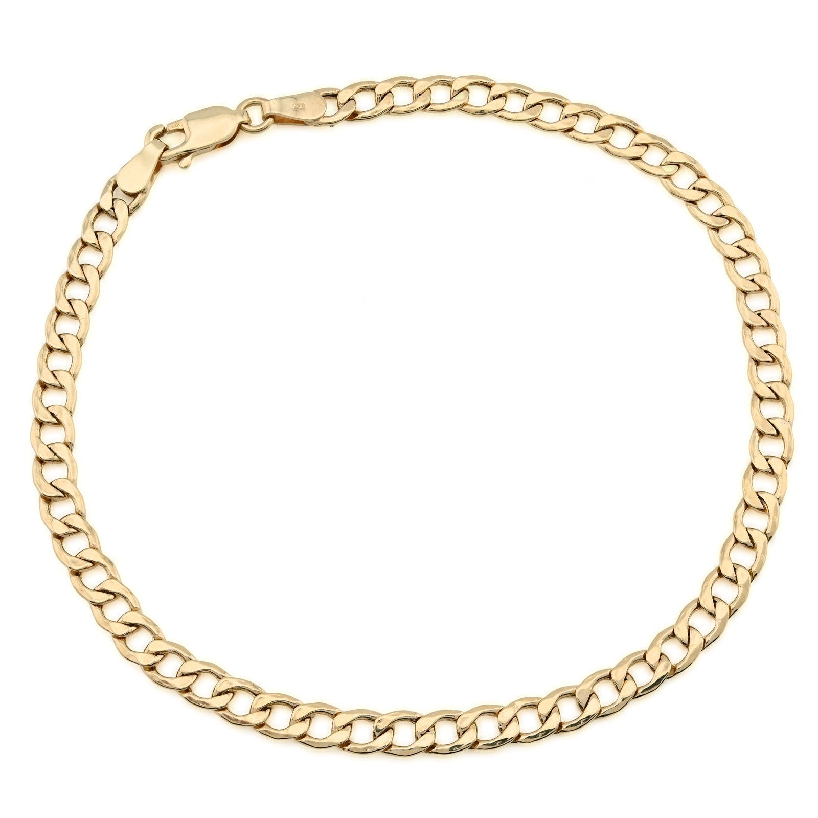 Pure 10k Yellow Gold 4MM 8 Inch 2.3gms Flat Cuban Bracelet For Mens Womens - Elite Jewelers - Bracelets