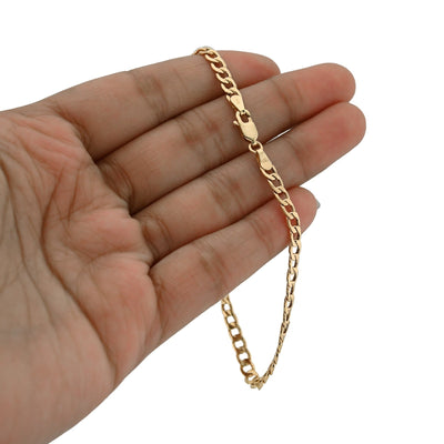 Pure 10k Yellow Gold 4MM 8 Inch 2.3gms Flat Cuban Bracelet For Mens Womens - Elite Jewelers - Bracelets