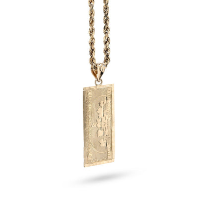 Pure 10k Yellow Gold One Hundred Dollar Bill Pendant 1.9g Money Charm For Mens - Elite Jewelers - Charms & Pendants