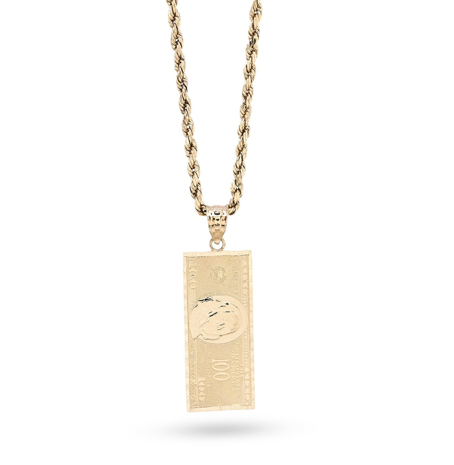 Pure 10k Yellow Gold One Hundred Dollar Bill Pendant 1.9g Money Charm For Mens - Elite Jewelers - Charms & Pendants