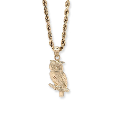 Pure 10k Yellow Gold Owl Charm 1.2gms Animal Classic Pendant For Mens Womens - Elite Jewelers - Charms & Pendants