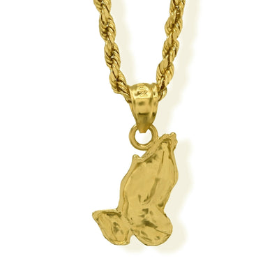Pure 10k Yellow Gold Religious Praying Hands Pendant 1.1g Unisex Charm - Elite Jewelers - Charms & Pendants
