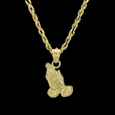Pure 10k Yellow Gold Religious Praying Hands Pendant 1.1g Unisex Charm - Elite Jewelers - Charms & Pendants