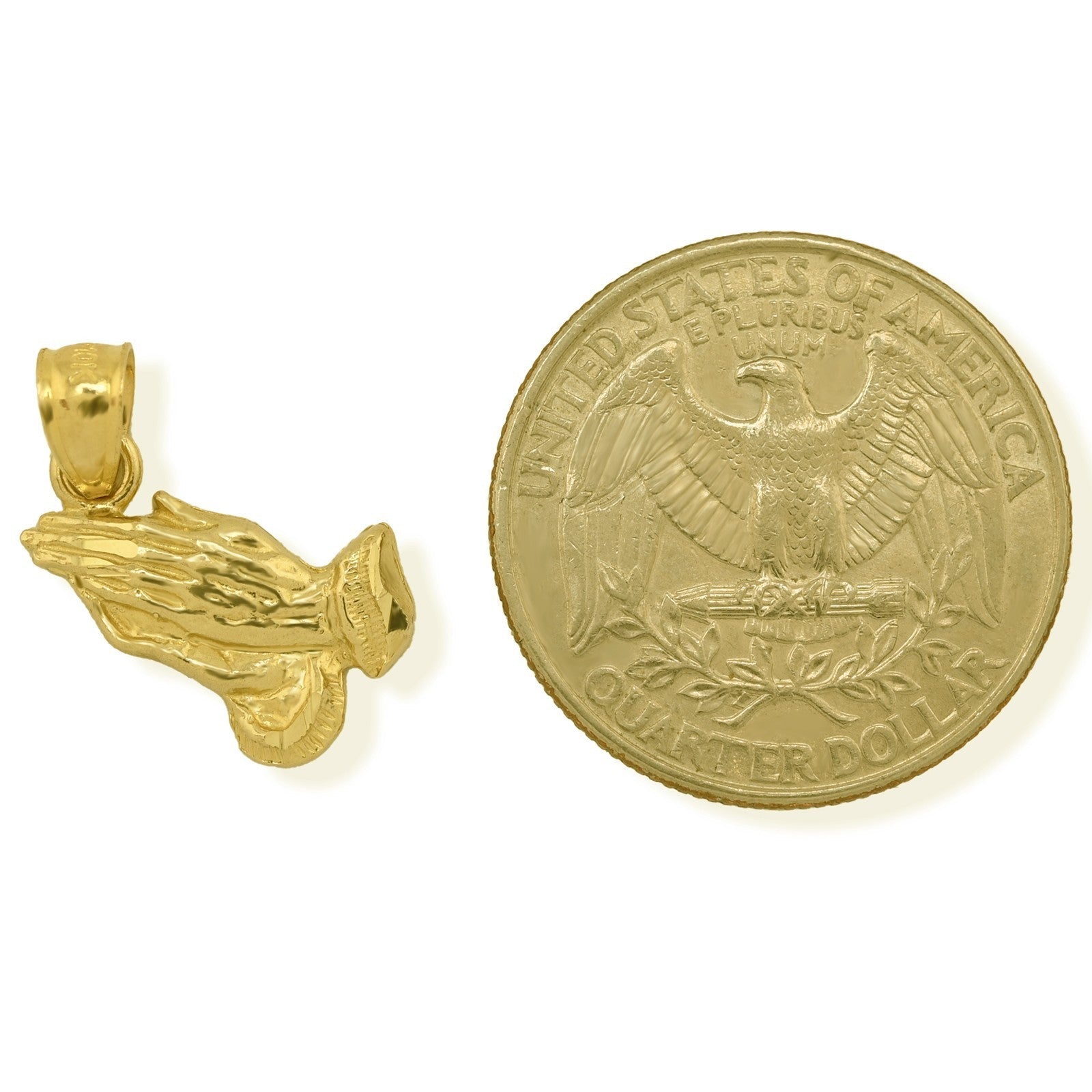 Pure 10k Yellow Gold Religious Praying Hands Pendant 1.1g Unisex Charm - Elite Jewelers - Charms & Pendants