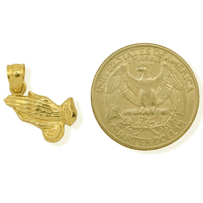 Pure 10k Yellow Gold Religious Praying Hands Pendant 1.1g Unisex Charm - Elite Jewelers - Charms & Pendants
