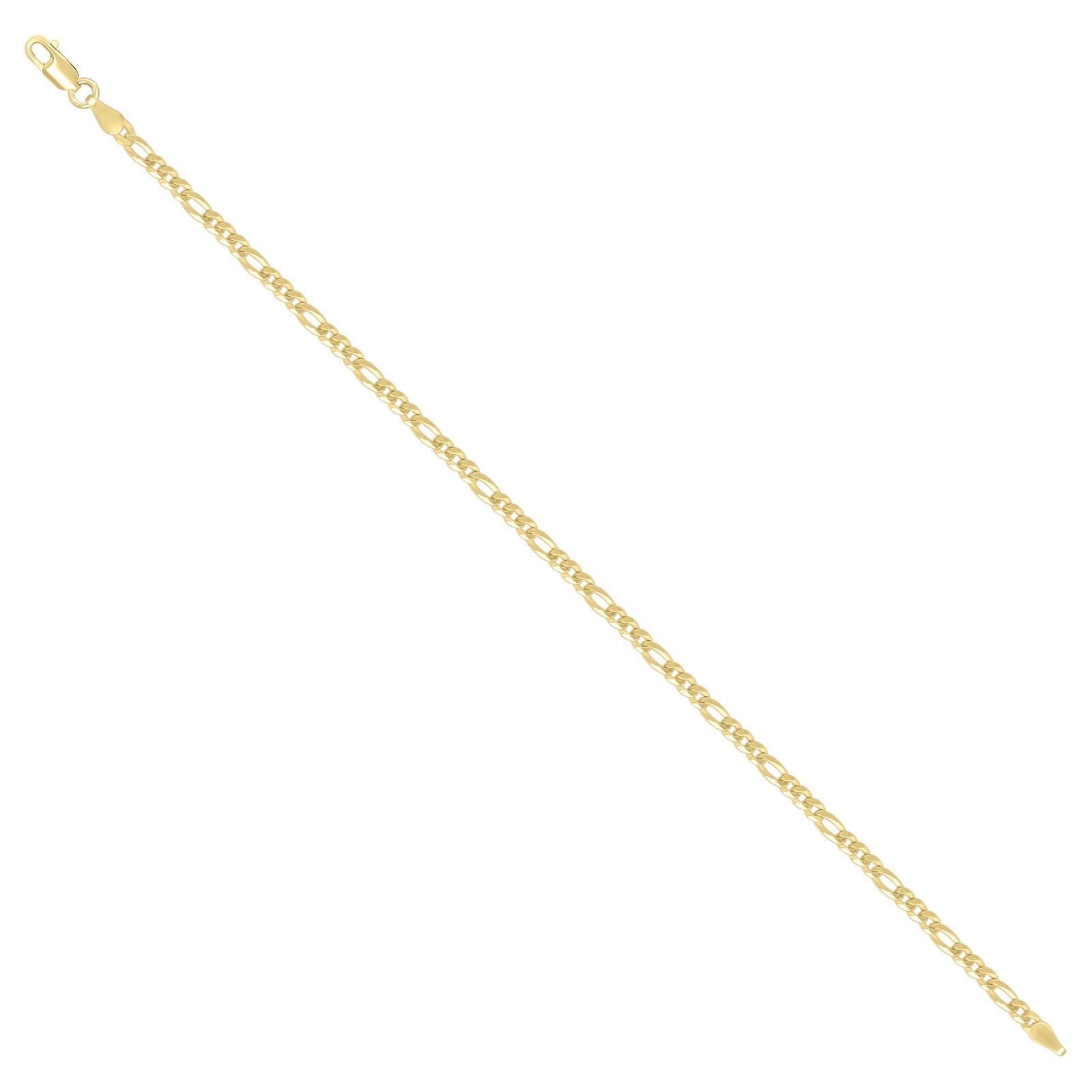 Pure 10kt Yellow Gold 3mm Super Flat Figaro Link Bracelet Men Women 8" - Elite Jewelers - Bracelets