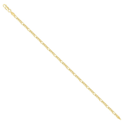 Pure 10kt Yellow Gold 3mm Super Flat Figaro Link Bracelet Men Women 8" - Elite Jewelers - Bracelets