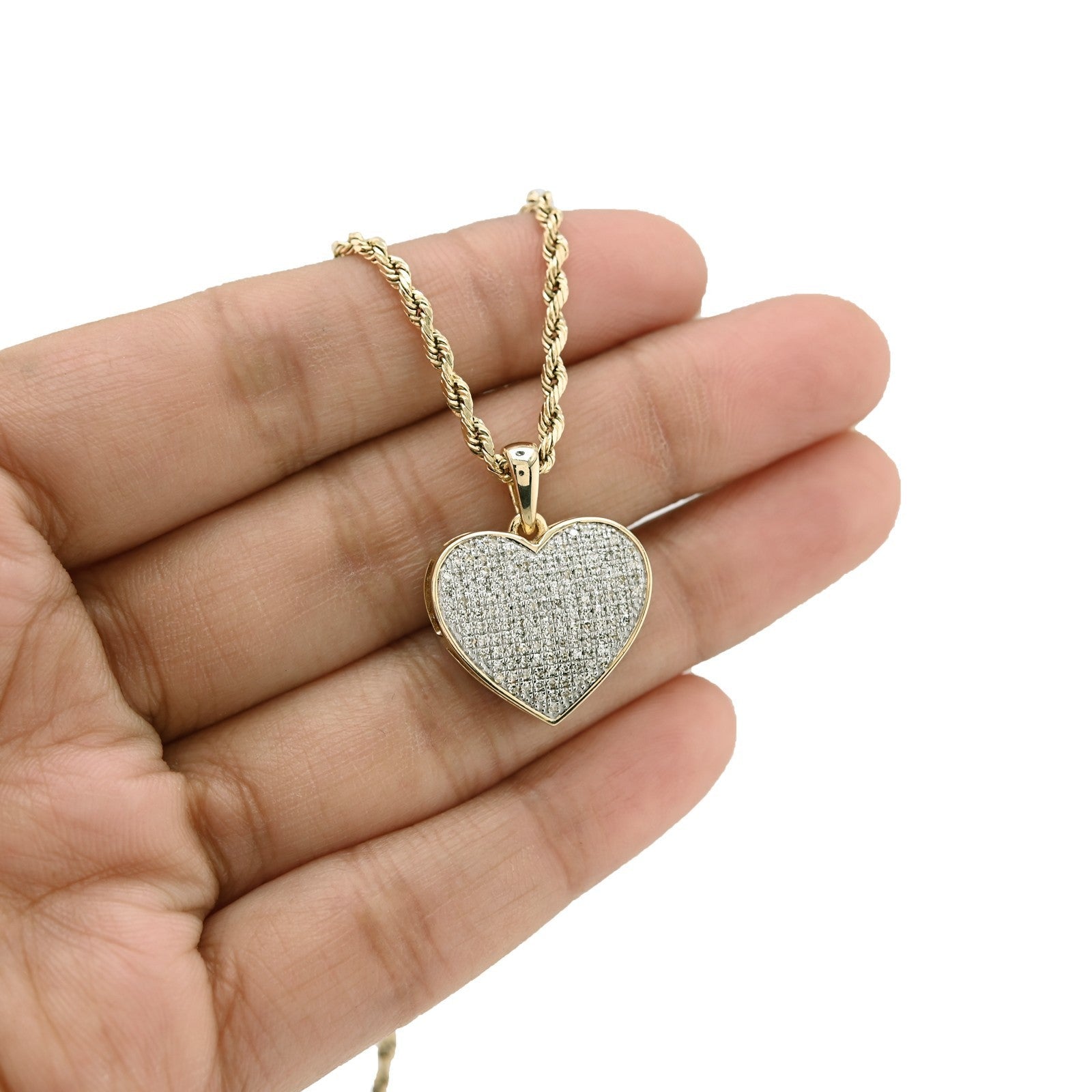 Real 10k Yellow Gold 0.45CTW Natural Diamond Heart Pendant 3.5g Womens Charm - Elite Jewelers - Charms & Pendants