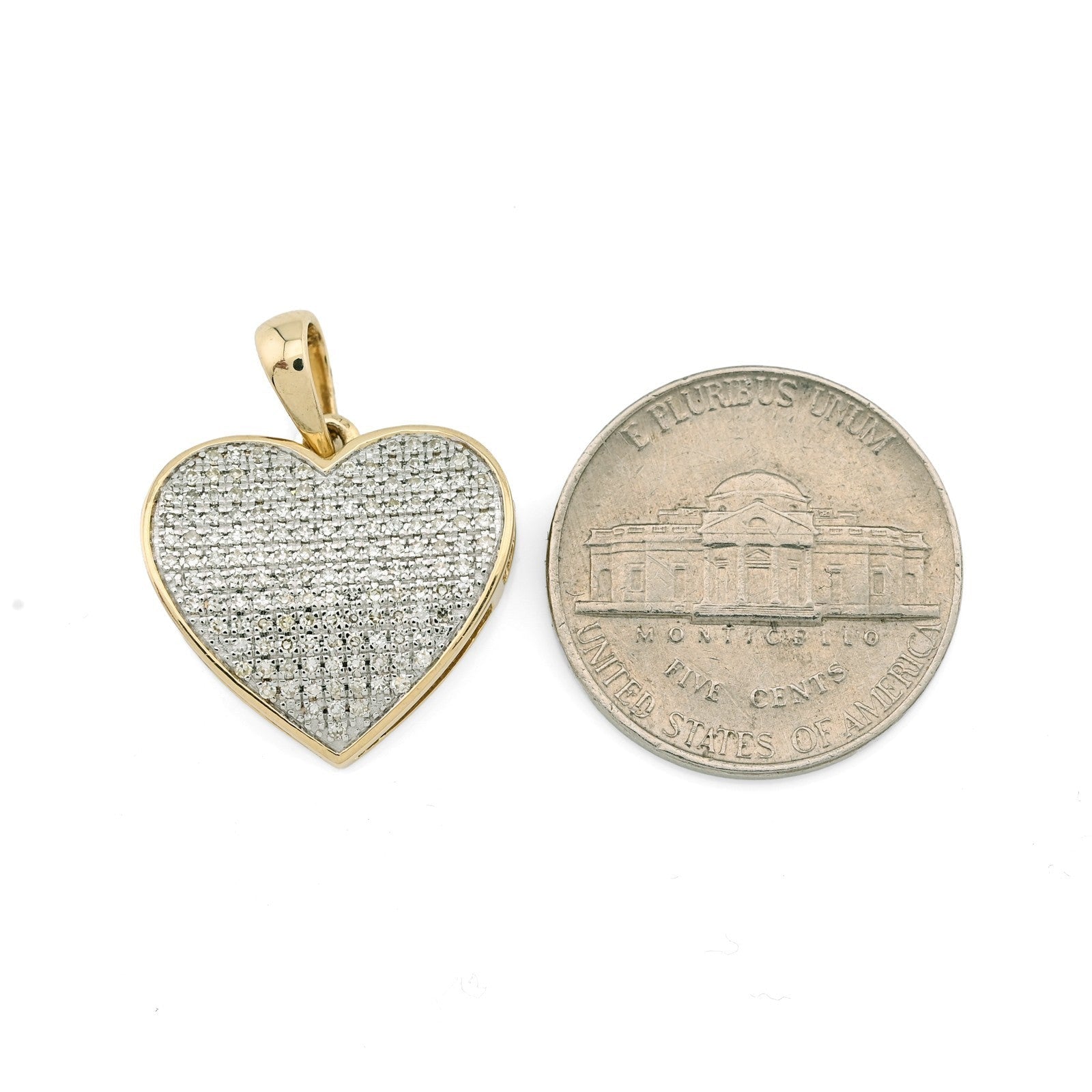 Real 10k Yellow Gold 0.45CTW Natural Diamond Heart Pendant 3.5g Womens Charm - Elite Jewelers - Charms & Pendants