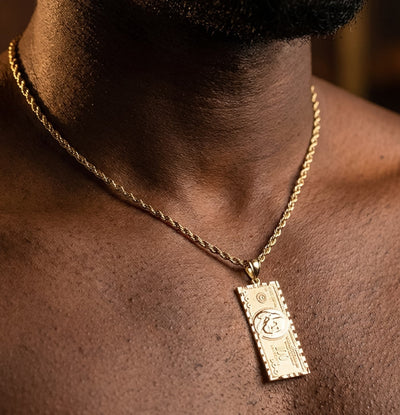 Real 10k Yellow Gold $100 Dollar Bill Money Pendant 4.3g Mens Charm For Necklace - Elite Jewelers - Charms & Pendants