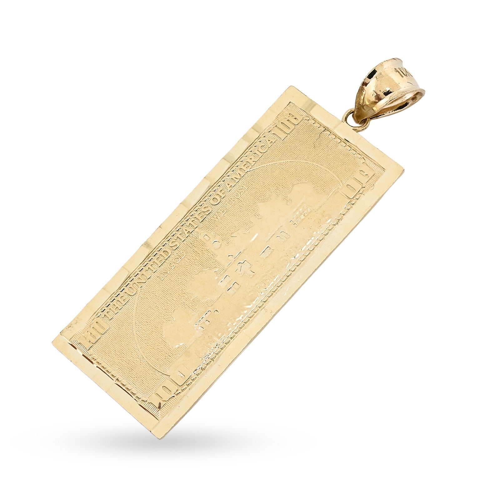 Real 10k Yellow Gold $100 Dollar Bill Money Pendant 4.3g Mens Charm For Necklace - Elite Jewelers - Charms & Pendants