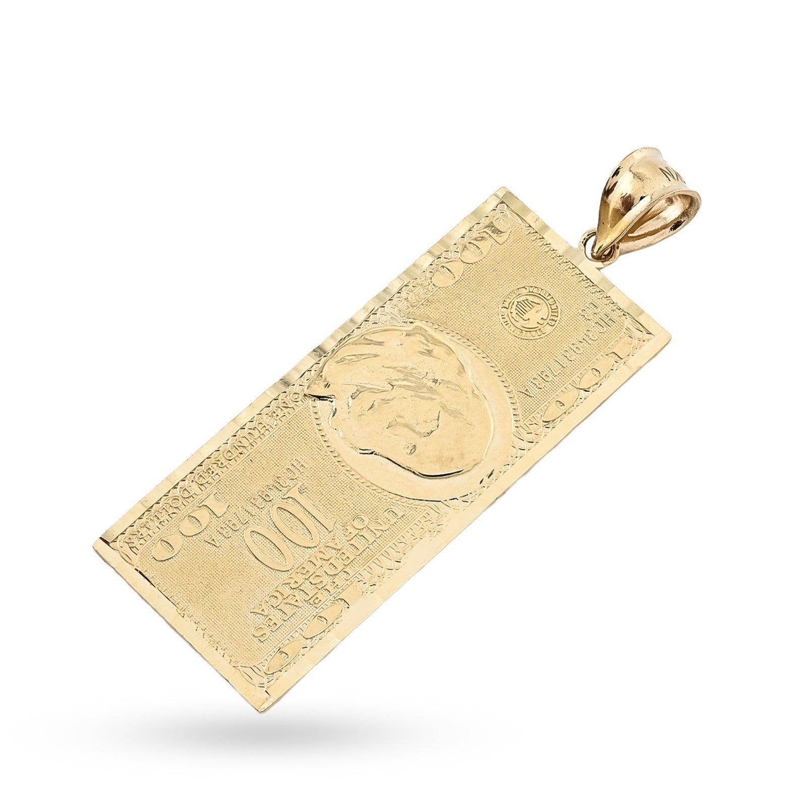 Real 10k Yellow Gold $100 Dollar Bill Money Pendant 4.3g Mens Charm For Necklace - Elite Jewelers - Charms & Pendants