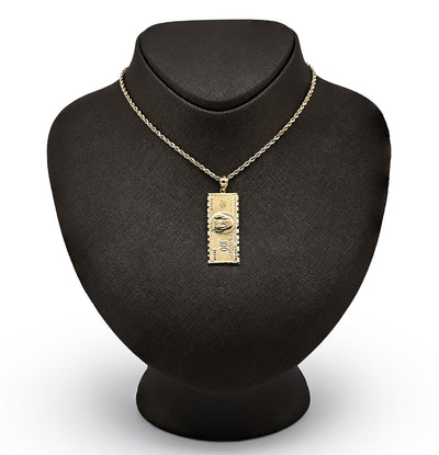 Real 10k Yellow Gold $100 Dollar Bill Money Pendant 4.3g Mens Charm For Necklace - Elite Jewelers - Charms & Pendants