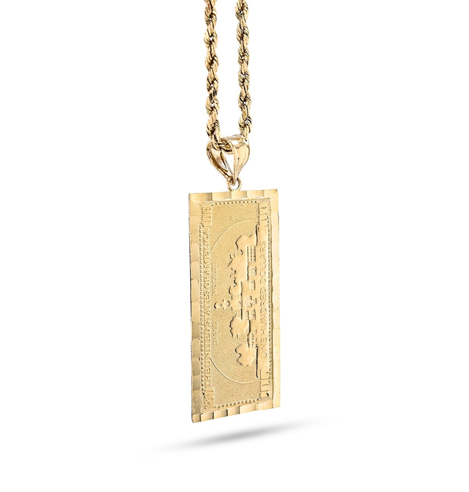 Real 10k Yellow Gold $100 Dollar Bill Money Pendant 4.3g Mens Charm For Necklace - Elite Jewelers - Charms & Pendants