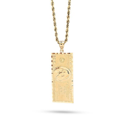 Real 10k Yellow Gold $100 Dollar Bill Money Pendant 4.3g Mens Charm For Necklace - Elite Jewelers - Charms & Pendants