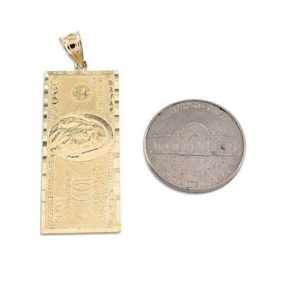Real 10k Yellow Gold $100 Dollar Bill Money Pendant 4.3g Mens Charm For Necklace - Elite Jewelers - Charms & Pendants