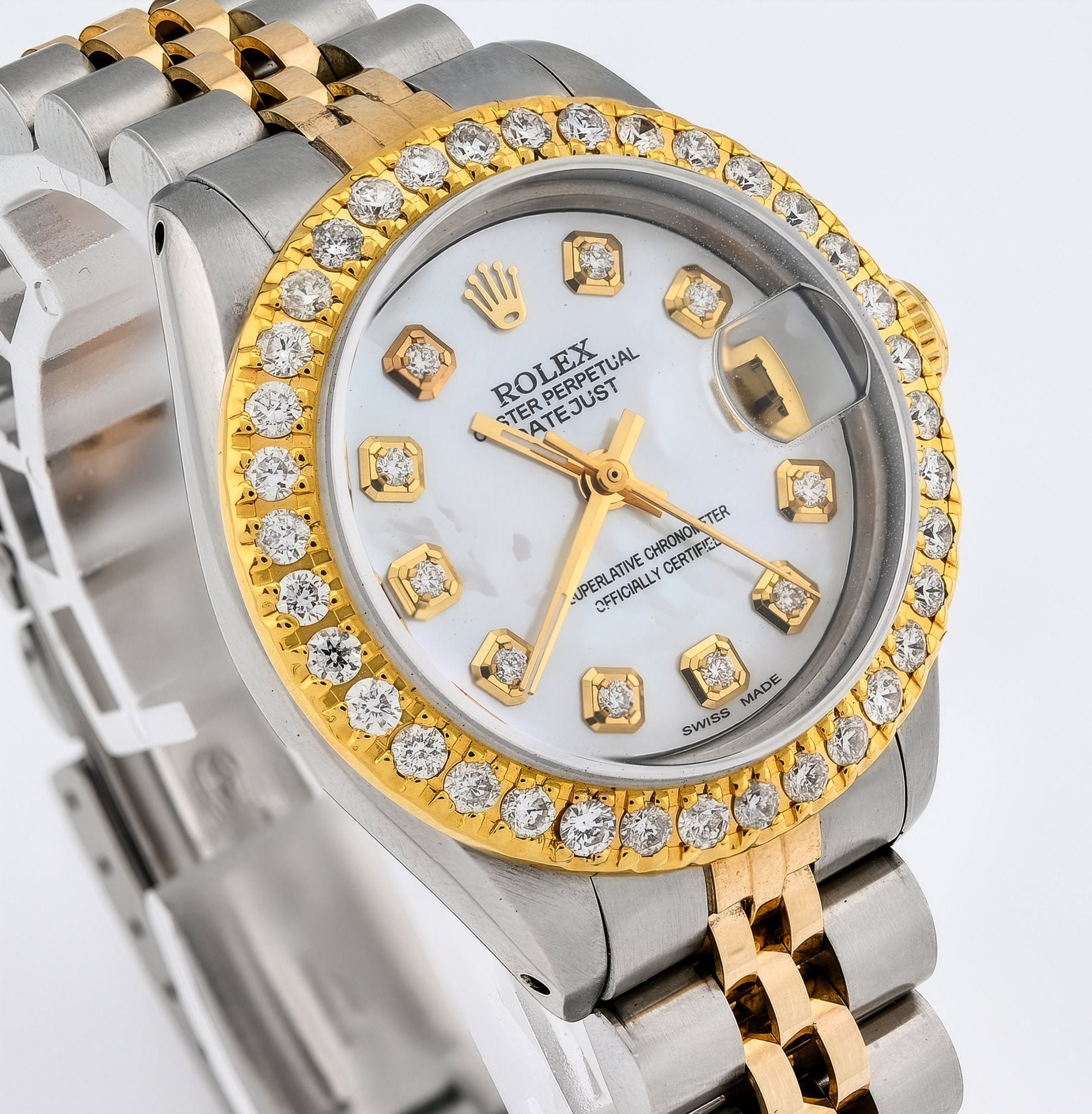 Rolex 26MM Datejust 1.25 CT Natural Diamond Bezel/Dial MOP Face 2 Tone Jubilee Band Watch - Elite Jewelers - Luxury Watch