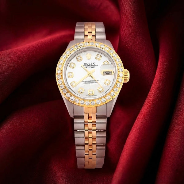 Rolex 26MM Datejust 1.25 CT Natural Diamond Bezel/Dial MOP Face 2 Tone Jubilee Band Watch - Elite Jewelers - Luxury Watch
