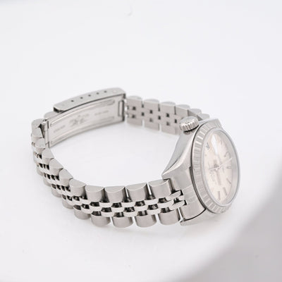 Rolex 26MM Datejust All Steel Engine Turned Bezel Silver Index Dial Women Watch M:79240 - Elite Jewelers - Luxury Watch