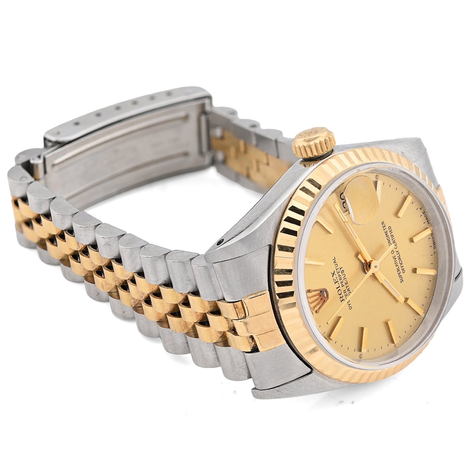 Rolex 26MM DateJust Two Tone Jubilee 18K & SS Champagne Face Fluted Bezel Watch - Elite Jewelers - Luxury Watch