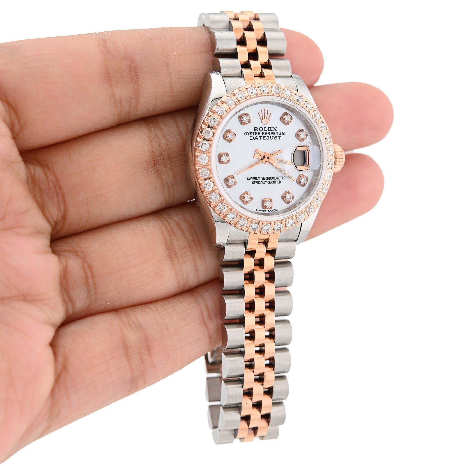Rolex 28MM Datejust 1CT Natural Diamond Dial/Bezel MOP Face 2 Tone Rose Hidden Clasp Jubilee Watch - Elite Jewelers - Luxury Watch