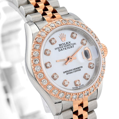 Rolex 28MM Datejust 1CT Natural Diamond Dial/Bezel MOP Face 2 Tone Rose Hidden Clasp Jubilee Watch - Elite Jewelers - Luxury Watch