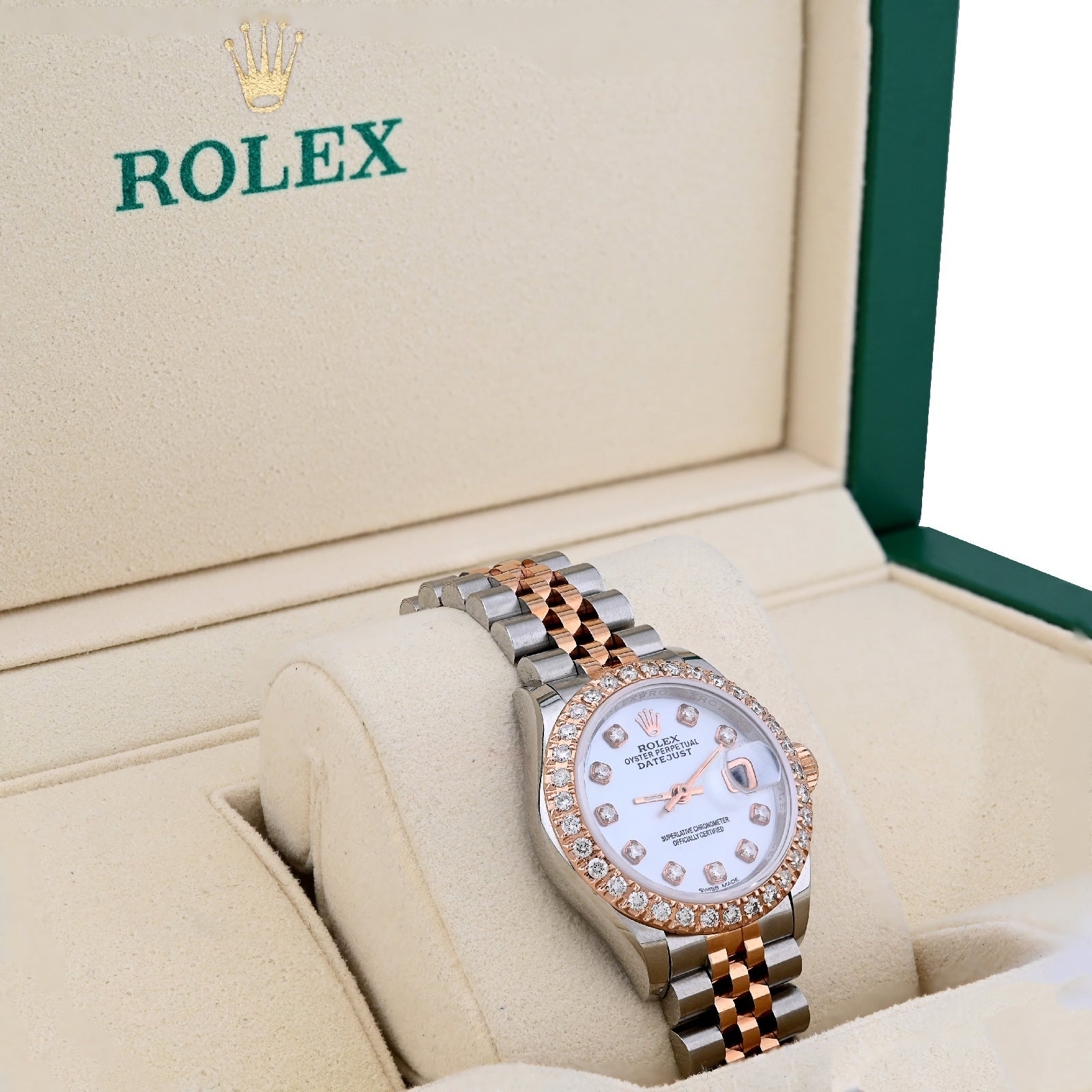 Rolex 28MM Datejust 1CT Natural Diamond Dial/Bezel MOP Face 2 Tone Rose Hidden Clasp Jubilee Watch - Elite Jewelers - Luxury Watch